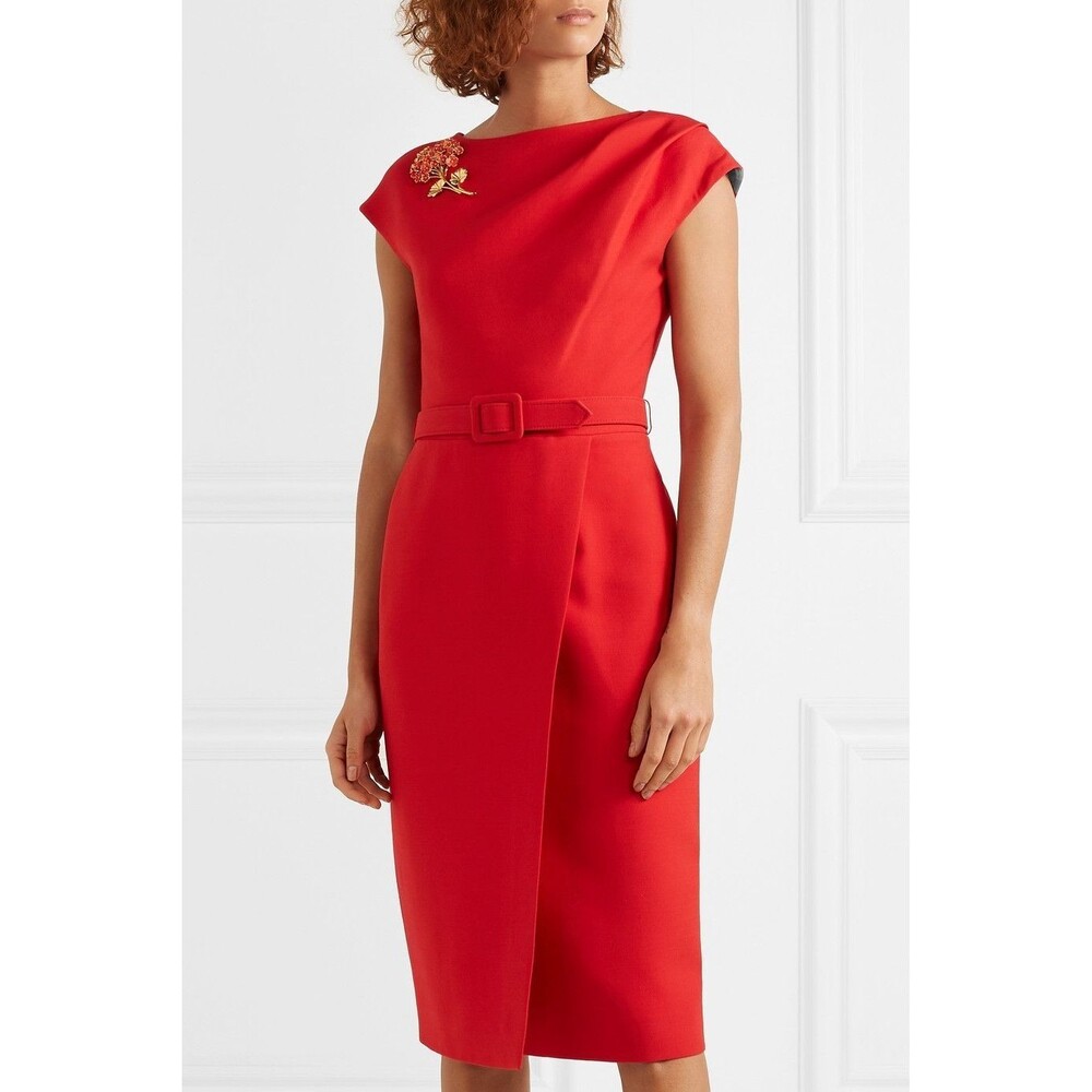 NWT. $2990 Oscar de la Renta Bateau Neckline Midi Length Dress Size:10 - Picture 2 of 7